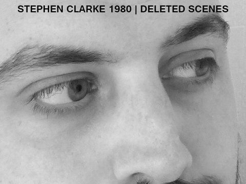Greyscale cover of "Deleted Scenes" by Stephen Clarke 1980 with the author's face on the cover